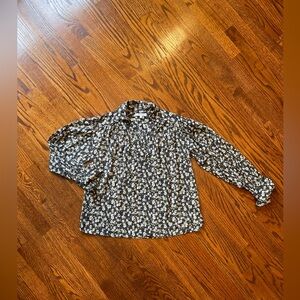 Madewell Charcoal Gray/Olive Green Floral Popover Shirt - Size Small